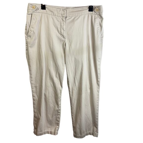 Talbots Signature Chino Womens 12 Tan Khaki Cotton Cuff Ankle - Picture 1 of 7